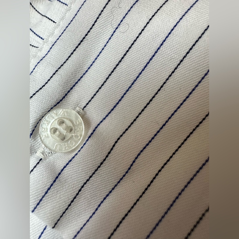 BROCHU WALKER Grey Gray V Neck Sweater Vest Blue White pinstripe collar blouse M - Picture 6 of 13